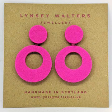 Lynsey Walters Retro Hoop Earring In Pink