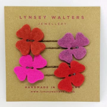 Lynsey Walters Set Of 4 Flower Hair Slide In Pink