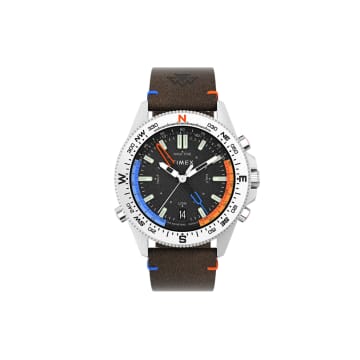 TIMEX NORTH TRACKER TIDE EXPEDITION WATCH BOUSSON AND THERMOMETER 43 MM ECOLOGICAL LEATHER BRACELET