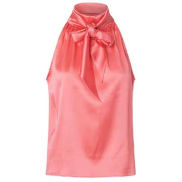 Charlotte Sparre Silk Satin Pink Bow Top