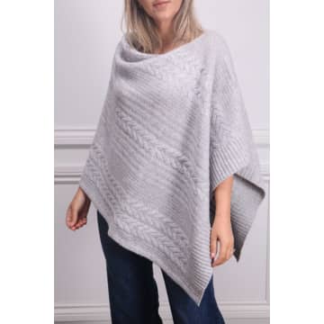 Kinross Luxe Cable Poncho In Silver In Metallic