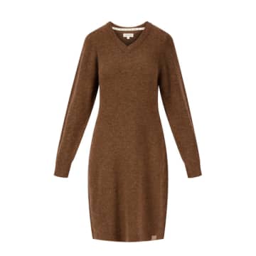 Zusss Knitted Dress With V-neck Sand In Neutrals