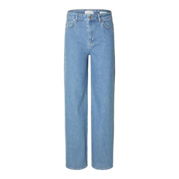 Selected Femme Eloise-erin High Waist Wide Fit Jeans In Blue
