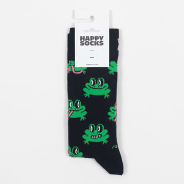 Happy Socks Frog Sock In Black & Green