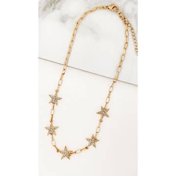 Envy Short Gold Link Necklace With Diamante Stars