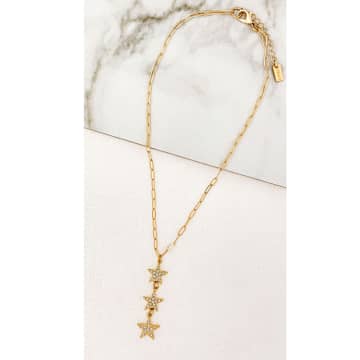 Envy Short Gold Link Necklace With A Drop Pendant Of Diamante Stars