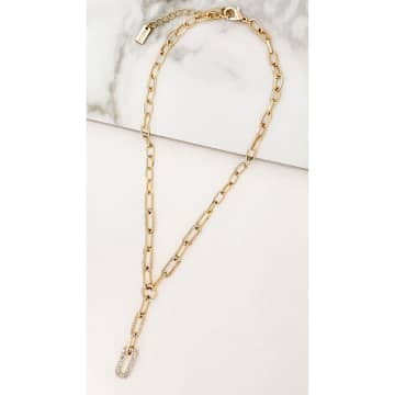 Envy Short Gold Link Necklaces With Diamante Links
