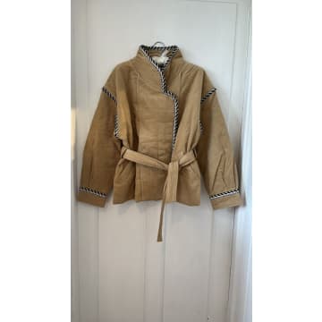 Suncoo Emmy Camel Safari Style Padded Quilted Kimono Jacket Coat Shacket