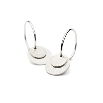 Pernille Corydon Silver Double Coin Hoop Earrings In Metallic