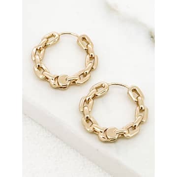 Envy Chunky Chain Link Hoop Earrings Gold