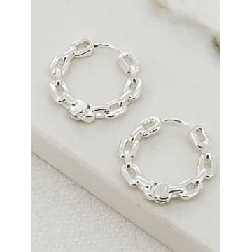 Envy Chunky Chain Link Hoop Earrings Silver In Metallic