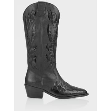 Dwrs Regina Croco Western Boots In Black