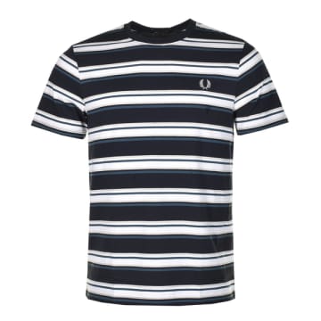 FRED PERRY STRIPE T SHIRT NAVY