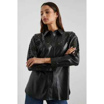 Rails Black Tamsyn Faux Leather Cut Out Embrodied Shirt
