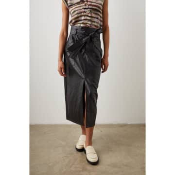 Shop Rails Black Edem Faux Leather High Waist Midi Skirt