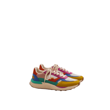 M.moustache Yellow Bleu And Fuchsia Suede Anaelle Trainers