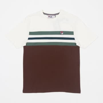 Fila Green White And Brown Justin Colour Block T Shirt