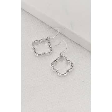 Envy Silver Diamante Open Fleur Earrings In Metallic