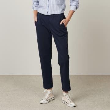 Hartford Navy Cotton Gabardine Paolo Trousers In Blue