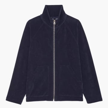 Hartford Navy Cotton Terry Track Jacket In Blue