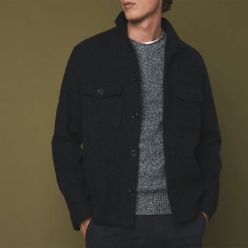 Hartford Navy Wool Recycled Day Jacket In Blue