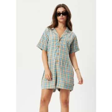 AFENDS TAN CHECK MILLIE PLAYSUIT
