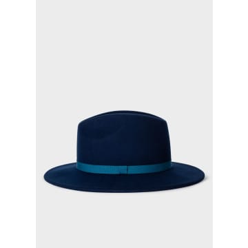 Paul Smith Navy Fedora Hat With Cobalt Blue Band