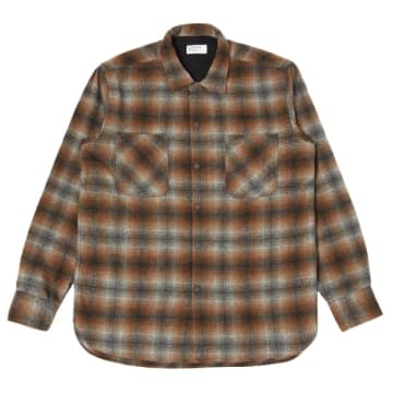 Universal Works Recycled Wool Work Shirt Brown Check