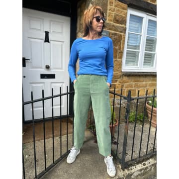 European Culture Quirky Velvet Trousers In Duck Green