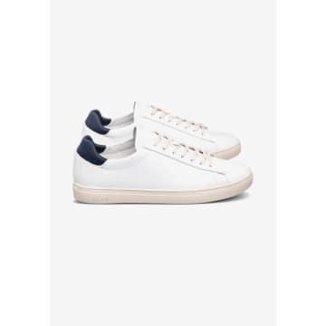 Clae White Leather Navy Bradley California Shoes