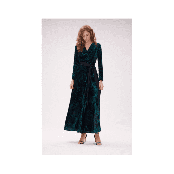 Shop Diane Von Furstenberg Jareth Moire Tiger Velour Wrap Dress Col: Moire