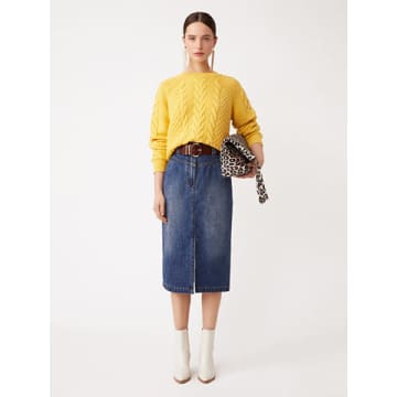 Suncoo Floyd Denim Midi Skirt In Blue