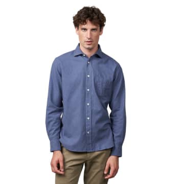 Hartford Men's Paul Melange Flannel Sport Shirt In Blue