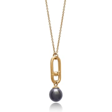 Rachel Jackson Stellar Hardware Black Pearl Necklace In Gold