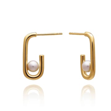 Rachel Jackson Stellar Hardware White Pearl Hoop Earrings In Gold