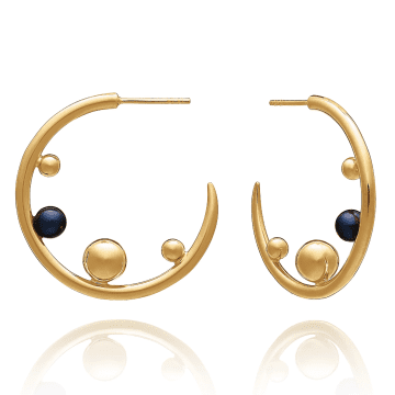 Rachel Jackson Statement Stellar Black Pearl Hoop Earrings In Gold