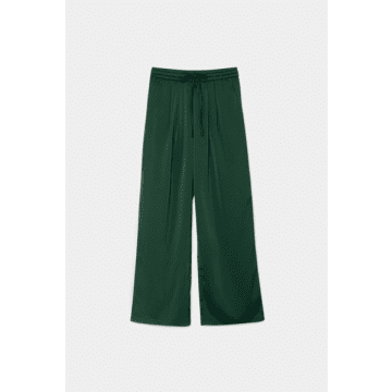Compañía Fantástica Satin Wide Leg Pants Elasticated Waist In Green