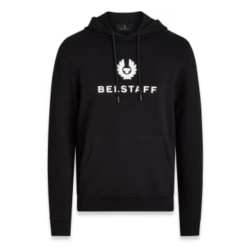 Shop Belstaff Signature Hoodie Col: Black/ Off White, Size: S