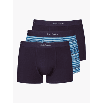 Shop Paul Smith 3 Pack Underwear Col: Black/blue Stripe/black, Size: Xl