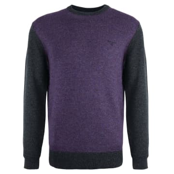 Barbour Grey And Purple Knitted Crowdale Jumper