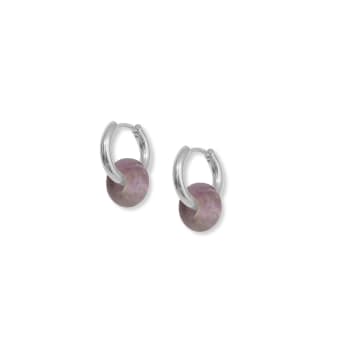 A Weathered Penny Amethyst Hoops Silver In Metallic