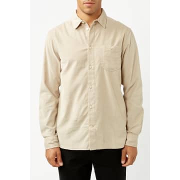 Knowledge Cotton Apparel Light Feather Gray Regular Fit Corduroy Shirt In Neturals