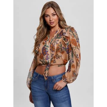 GUESS LS DIONNE TIE FRONT TOP