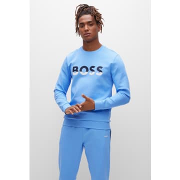 Hugo Boss Cotton Blend Sweatshirt With Colour Blocked Logo For Mens