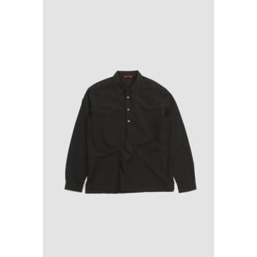 Barena Venezia Genga Tendon Half-button Cotton Shirt In Black