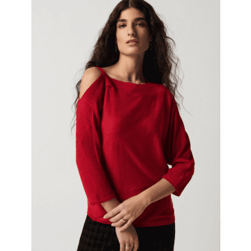 JOSEPH RIBKOFF RED SWEATER KNIT ONE SHOULDER TOP 234916 COL 3229