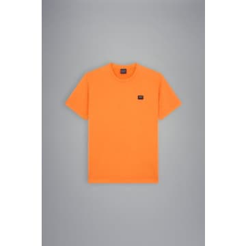 Paul & Shark Orange Garment Dyed Cotton Mens T Shirt With Iconic Badge