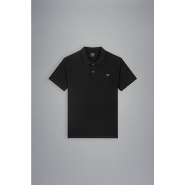 Paul & Shark Black Organic Cotton Pique Mens Polo Shirt With Iconic Badge