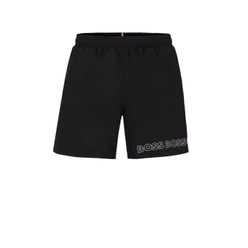 Hugo Boss Black Printed Swim Shorts In Black 007