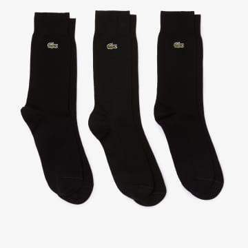 Lacoste Medium Black Mens Three Pack Sport High Cut Cotton Socks